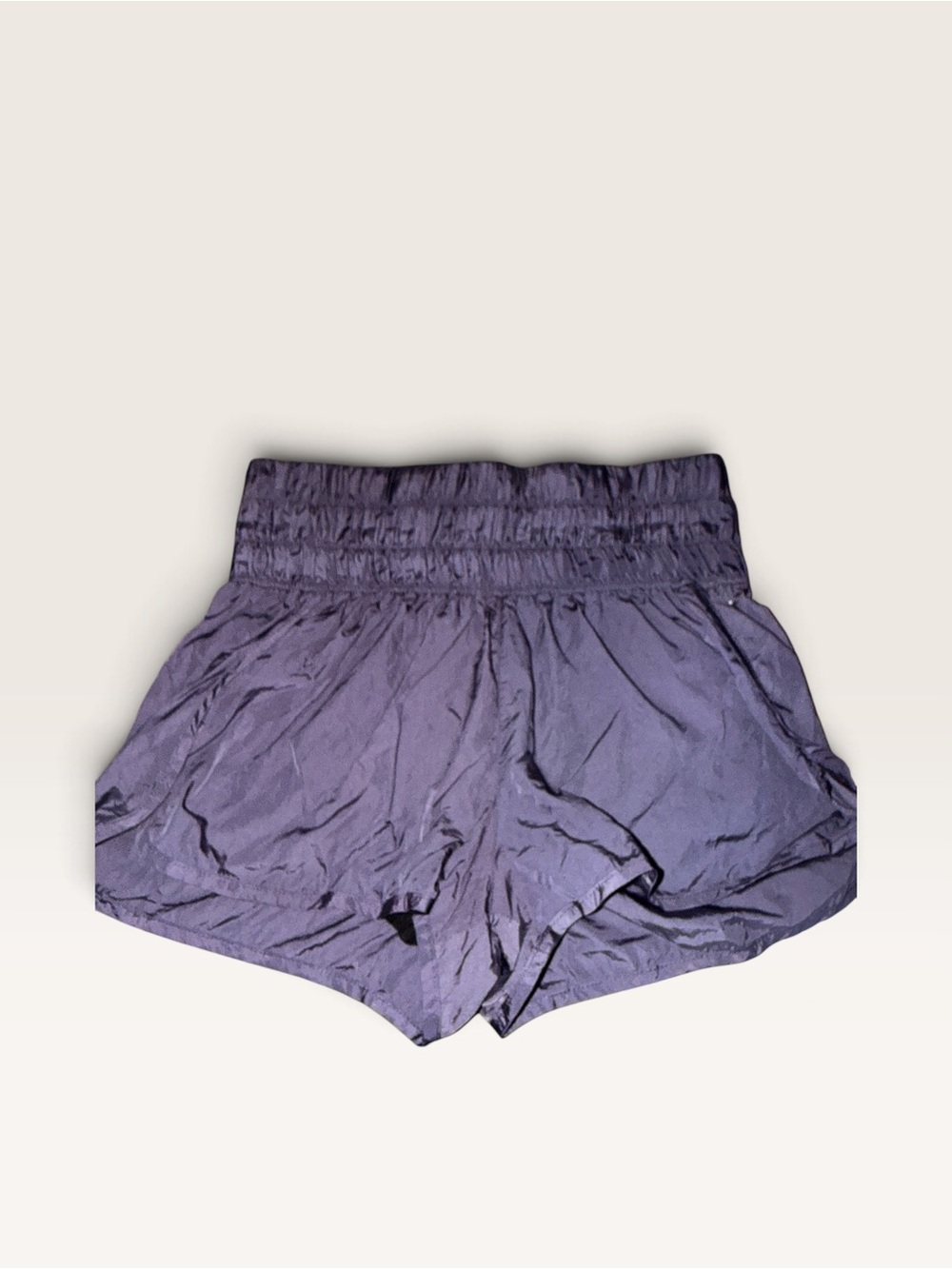 Free People High-Rise Ruched Athletic Shorts in Dusty Lavender